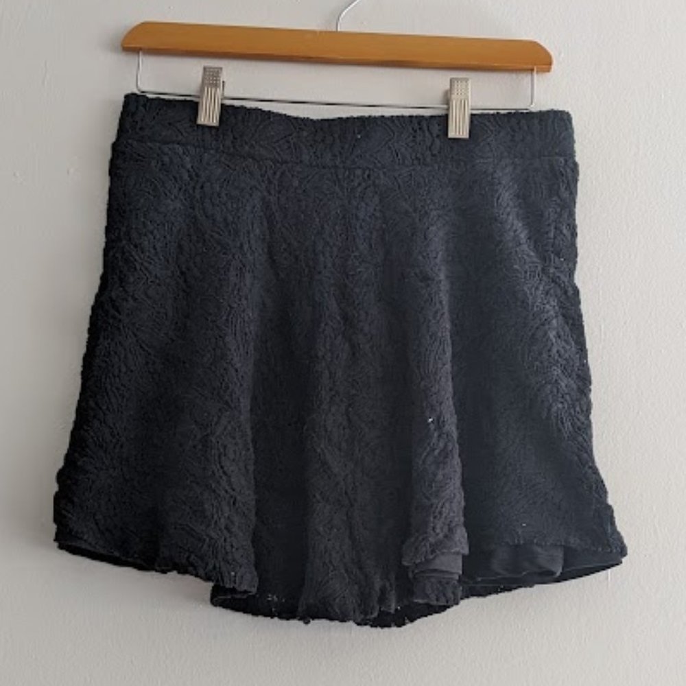 Xhilaration Black Lacy Skater Skirt Size L